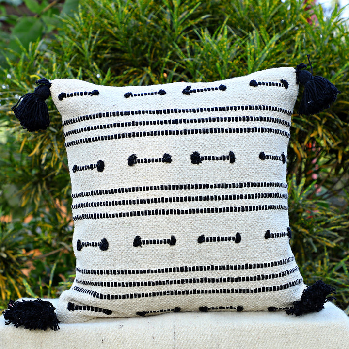 Ebony Stripe Luxe Cushion - Black Accents