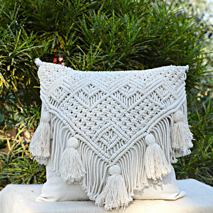 Bohemian Cascade Macramé Cushion