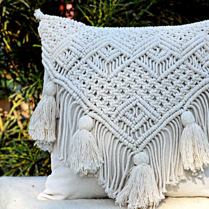 Bohemian Cascade Macramé Cushion