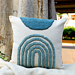 Azure Arch Minimalist Cushion - Blue Arch Design