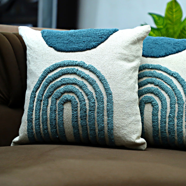 Azure Arch Minimalist Cushion - Blue Arch Design