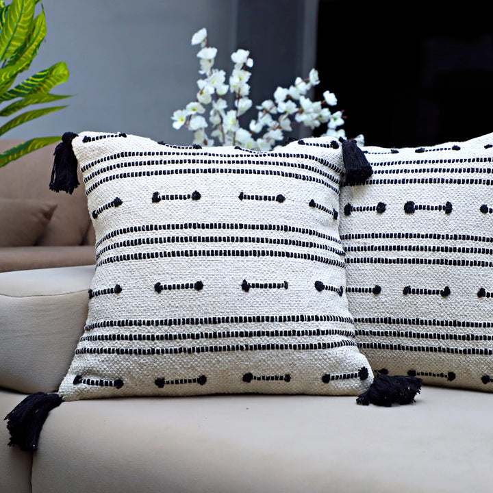 Ebony Stripe Luxe Cushion - Black Accents