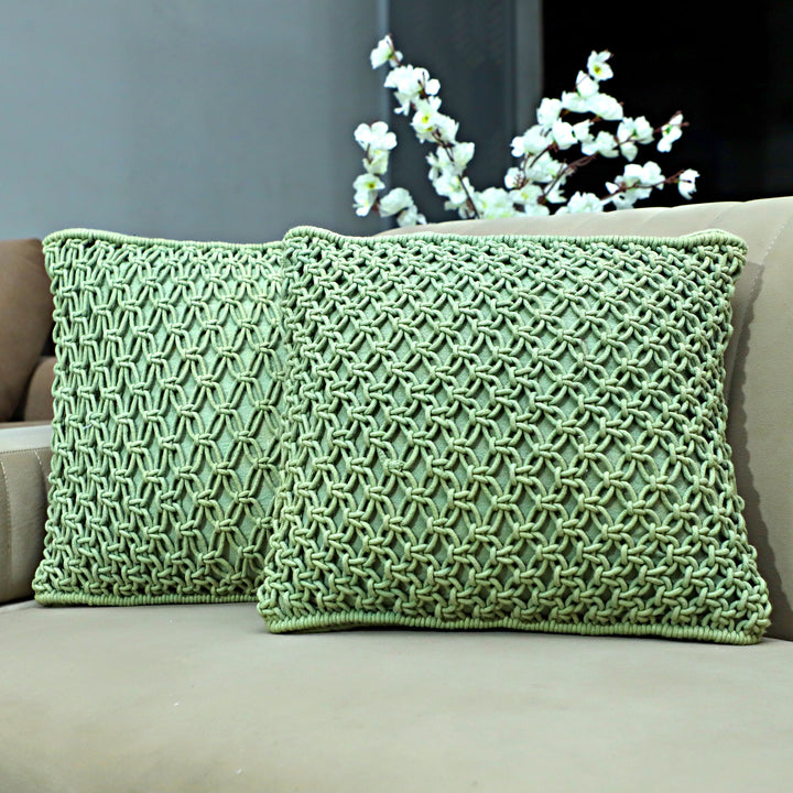 Verdant Weave Cushion - Green